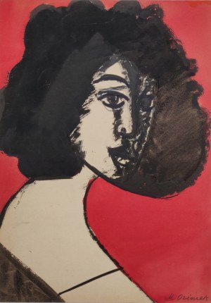 Marian Ozimek, Portret na czerwonym tle, lata 50.