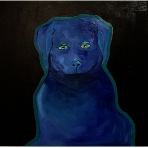 Irma Tylor, Blue dog on black background