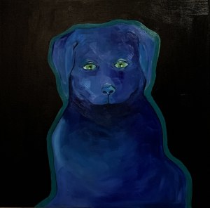 Irma Tylor, Blue dog on black background