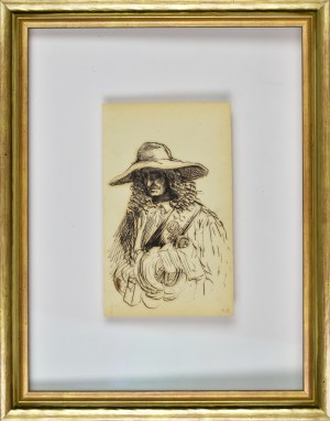 Jacek MALCZEWSKI (1854-1929), Popiersie mężczyzny z długimi włosami, w kapeluszu z szerokim rondem