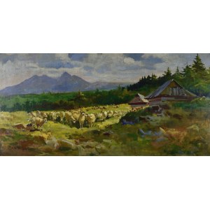 Michał STAŃKO (1901 - 1969), Pejzaż górski z owcami