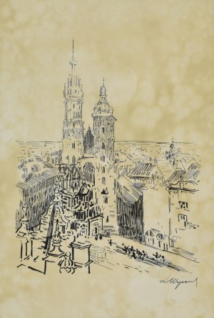 Leon WYCZÓŁKOWSKI (1852 - 1936),, Kościół Mariacki na Rynku w Krakowie, 1915