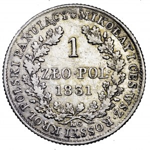 Królestwo Polskie, 1 złoty 1831 KG - mała głowa