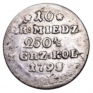 Stanisław Poniatowski, 10 groszy 1793 MW - przebita data 1792/93, rzadsze