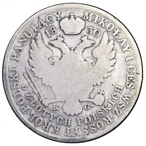 Królestwo Polskie, 5 złotych 1830 KG - rzadsze