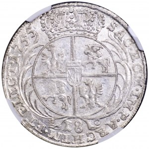 August III Sas, ort 1755 EC, Lipsk - NGC AU55