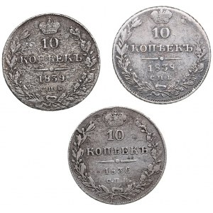 Russia 10 kopeks 1836-1839 - Nicholas I (1826-1855) (3)