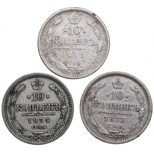 Russia 10 kopeks 1872-1874 - Alexander II (1854-1881) (3)