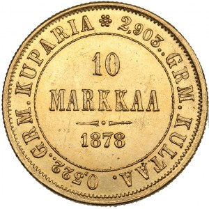 Russia - Grand Duchy of Finland 10 markkaa 1878 S - Alexander II (1854-1881)