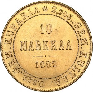 Russia - Grand Duchy of Finland 10 markkaa 1882 S - Alexander III (1881-1894)