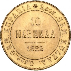 Russia - Grand Duchy of Finland 10 markkaa 1882 S - Alexander III (1881-1894)