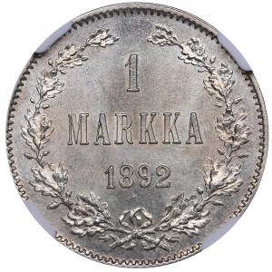 Russia - Grand Duchy of Finland 1 markka 1892 L - Alexander III (1881-1894) NGC MS 63