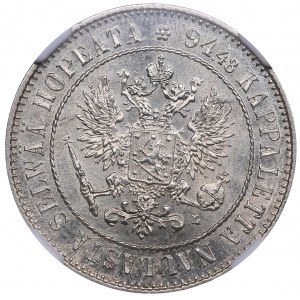 Russia - Grand Duchy of Finland 1 markka 1892 L - Alexander III (1881-1894) NGC MS 63