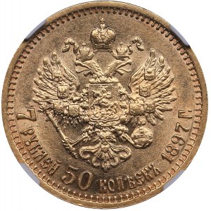 Russia 7 roubles 50 kopecks 1897 АГ - Nicholas II (1894-1917) NGC AU  58