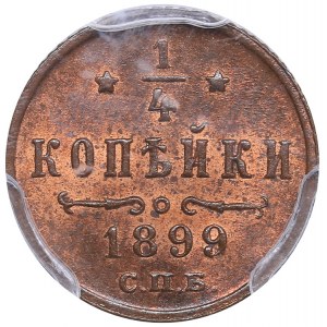 Russia 1/4 kopecks 1899 СПБ - Nicholas II (1894-1917)  PCGS MS64RB