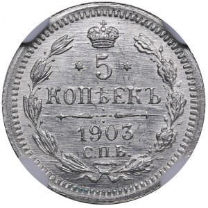 Russia 5 kopecks 1903 СПБ-АР - Nicholas II (1894-1917)  NGC MS 66
