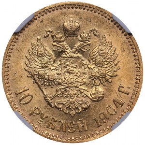 Russia 10 roubles 1904 АР  - Nicholas II (1894-1917) NGC MS 62