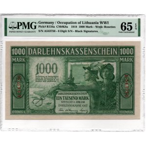 Germany - Lithuania Kowno (Kaunas) 1000 mark 1918 PMG 65 EPQ