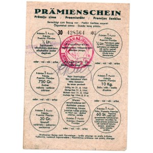 Germany - Collection of Estonian (Ostland) Premium Certificate (Prämienschein) for food 1943 - - Petseri City Government