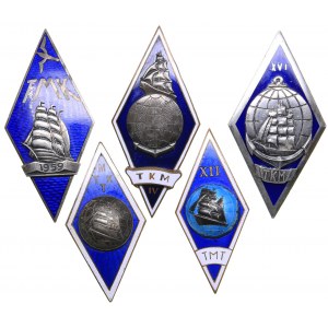 Russia - USSR Badges collection of maritime schools - Tallinn (8) Liepaja (1)