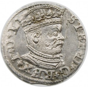 Stefan Batory, Trojak 1586, Ryga – mała głowa, krzyżyk