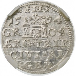 Zygmunt III Waza, Trojak 1594, Ryga – krzyżyki i kropki – piękny