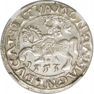 Zygmunt II August, Półgrosz 1553, Wilno – LI/LITVA – rzadki i piękny