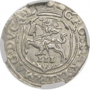 Zygmunt II August, Trojak 1563, Wilno – Pogoń w tarczy – LITVA/L