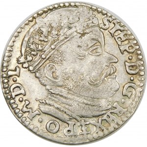 Stefan Batory, Trojak 1585, Wilno – zniekształcony herb Lis – rzadki