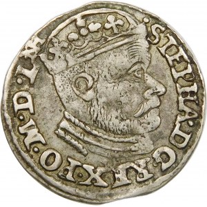 Stefan Batory, Trojak 1586, Olkusz – ligatura NH w otoku – rzadszy