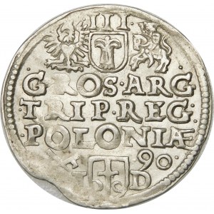 Zygmunt III Waza, Trojak 1590, Poznań – korona z rozetami, I - D