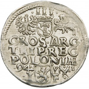 Zygmunt III Waza, Trojak 1594, Poznań – korona z lilią, V-I