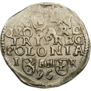 Zygmunt III Waza, Trojak 1596, Poznań – wąska głowa, skrócona data