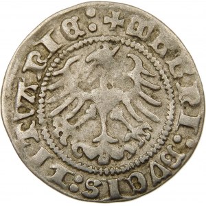 Zygmunt I Stary, Półgrosz 1513, Wilno – przebitka MA/GG/ANI – b. rzadki