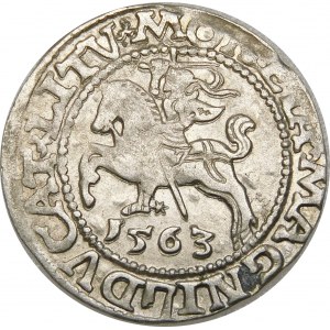Zygmunt II August, Półgrosz 1563, Wilno – 19 Pogoń, Topór, M D L/LITV