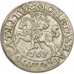 Zygmunt II August, Półgrosz 1563, Wilno – 20 Pogoń, Topór, M D LI/LITVA