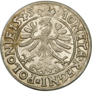 Zygmunt I Stary, Grosz 1545, Kraków – korona z krzyżykami – inny Orzeł - piękny