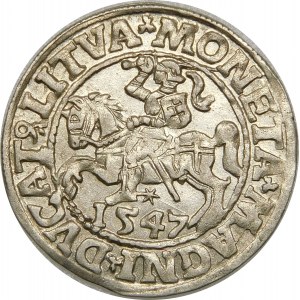 Zygmunt II August, Półgrosz 1547, Wilno – LI/LITVA – mniejsze A – rzadka i piękna