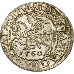 Zygmunt II August, Półgrosz 1560, Wilno – DVX LI/LITV – A bez poprzeczki – rzadki