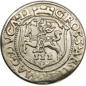 Zygmunt II August, Trojak 1563, Wilno – Pogoń w tarczy – L/LI