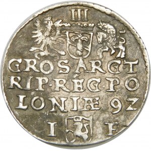 Zygmunt III Waza, Trojak 1592, Olkusz – mała głowa – LONIÆ 9Z – hybryda
