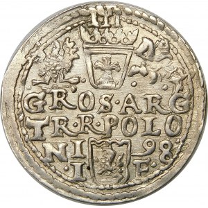 Zygmunt III Waza, Trojak 1598, Olkusz – duża popiersie