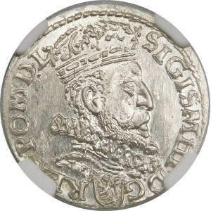 Zygmunt III Waza, Trojak 1605, Kraków – cyfra 5 z belką – rzadki i wyśmienity