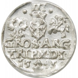 Zygmunt III Waza, Trojak 1593, Wilno – Chalecki dzieli datę – piękny