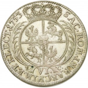 August III Sas, Szóstak 1753 EC, Lipsk – nominał VI – rzadki