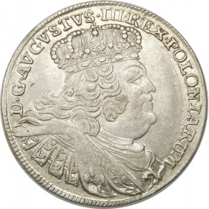 August III Sas, Ort 1755 EC, Lipsk – pole korony gładkie – piękny