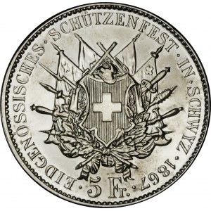 Szwajcaria 5 franków, 1867, Berno