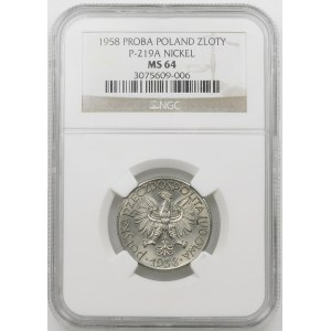 PRÓBA NIKIEL 1 złoty 1958