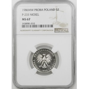 PRÓBA NIKIEL 5 ZŁOTYCH 1986