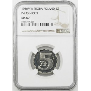 PRÓBA NIKIEL 5 ZŁOTYCH 1986